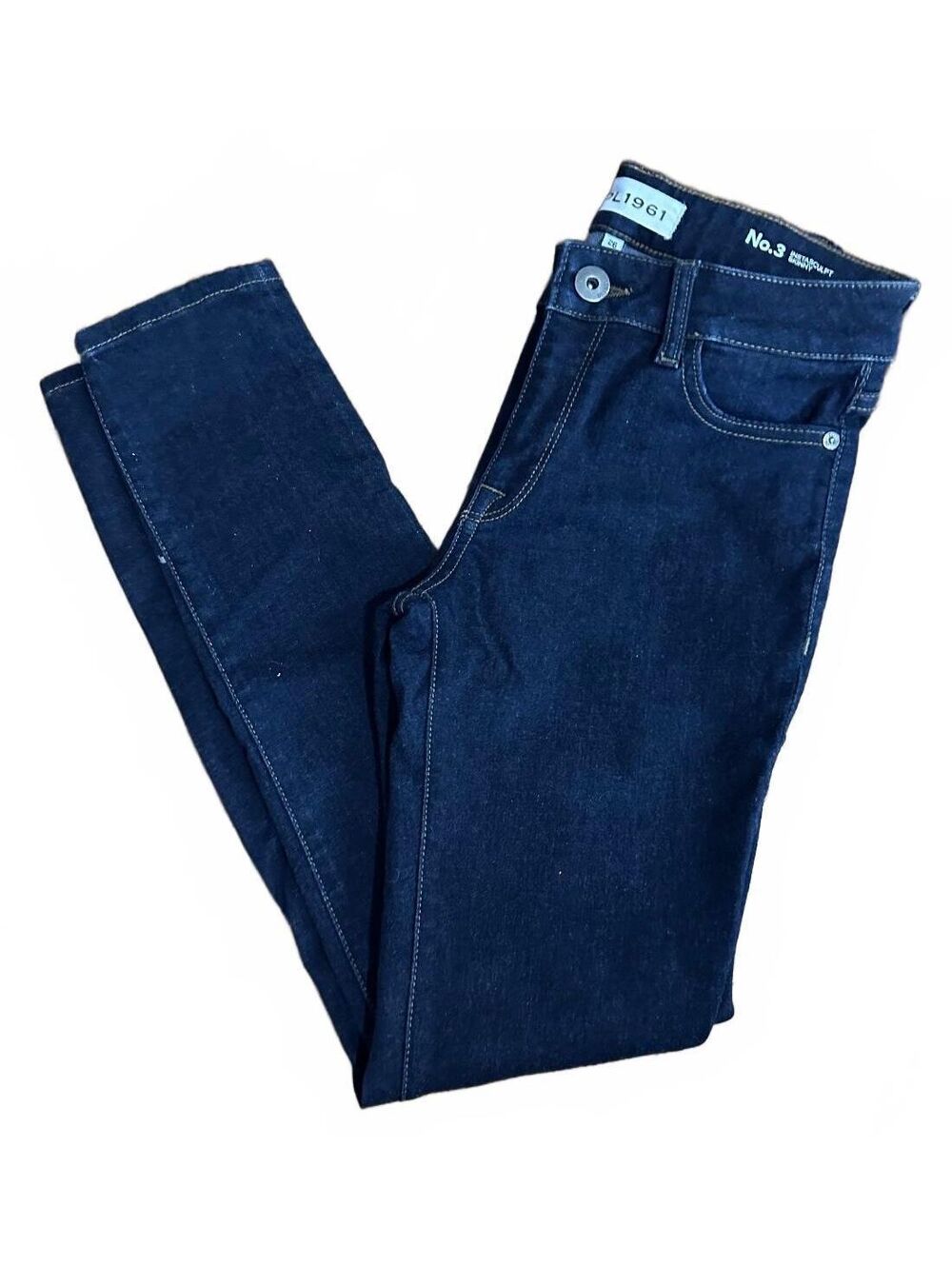 DL1961 x Jessica Alba No. 3 Instasculpt Skinny Jeans Dark Indigo Wash, 26